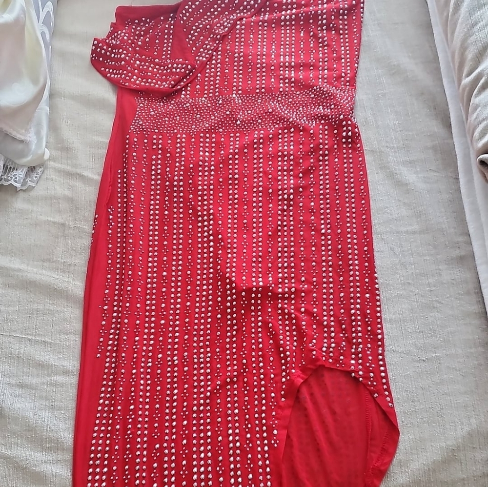 Rhinestone Red Dress